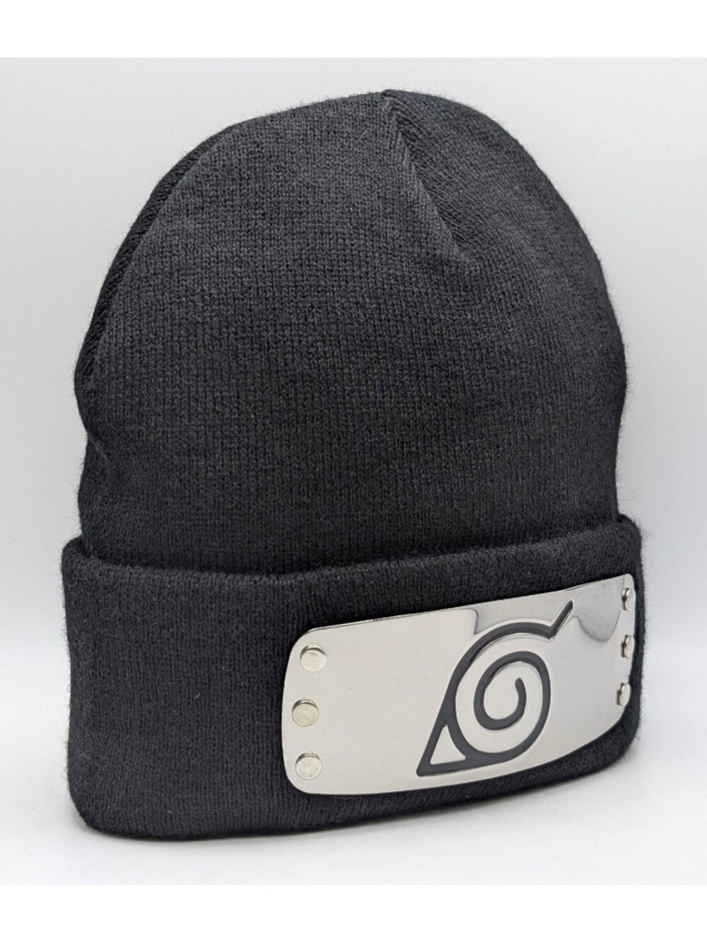 Naruto Shippuden Beanie Hat Ripple Junction Black Metal Logo Adult Tobbogan